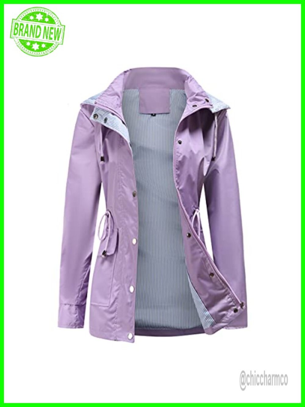 Women's Waterproof Windbreaker Rain Jacket Lightweight Lined Hooded